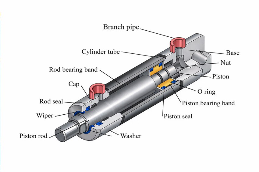 Hydraulic Cylinder Cut away diagram