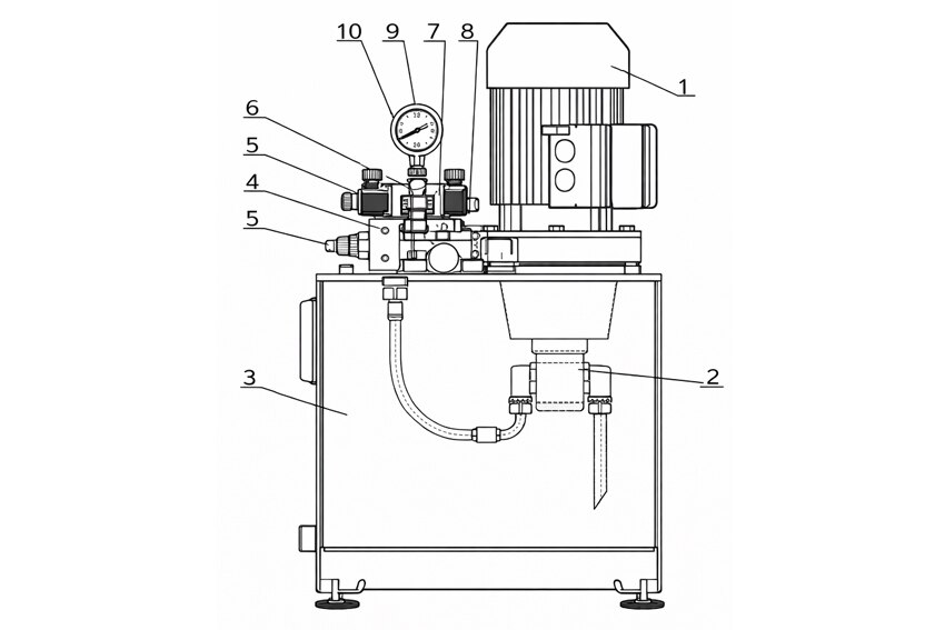 Main Components of a power pack drawing